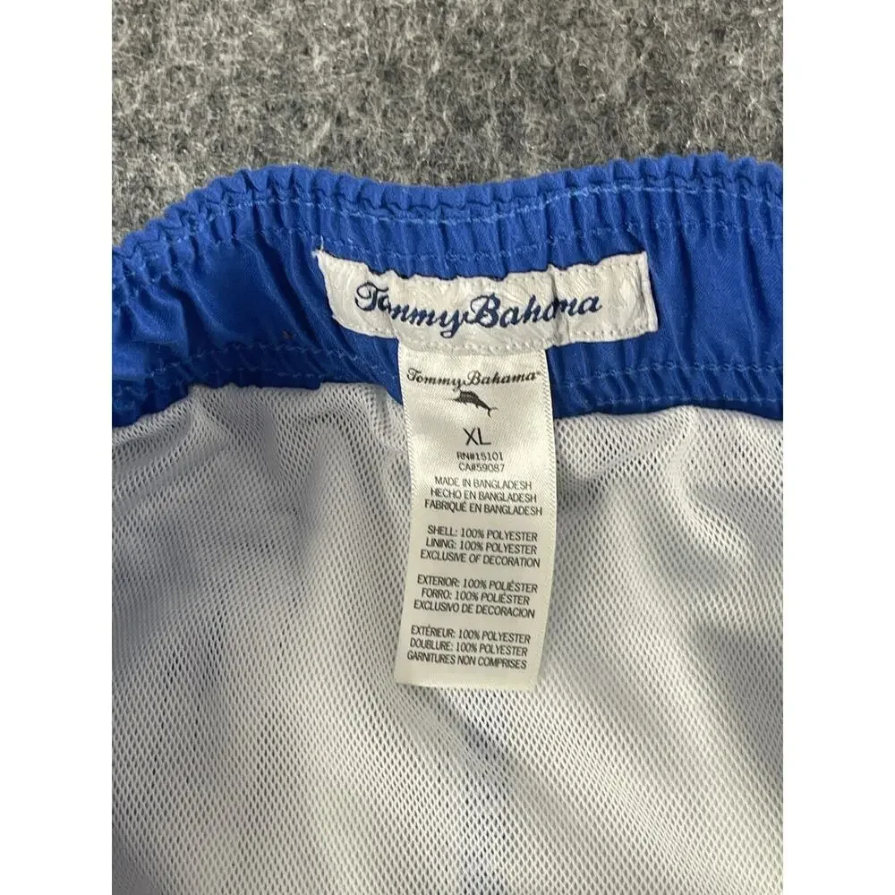 Tommy Bahama Swim Trunks Boys XL 14 16 Board Shorts Blue Floral Lined Logo N248